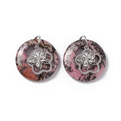 Natural Rhodonite Pendants G-P484-01P-06-1