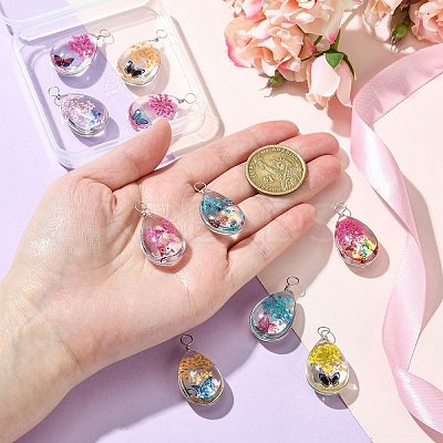 10Pcs Transparent Glass Pendants GLAA-YW0004-27-1