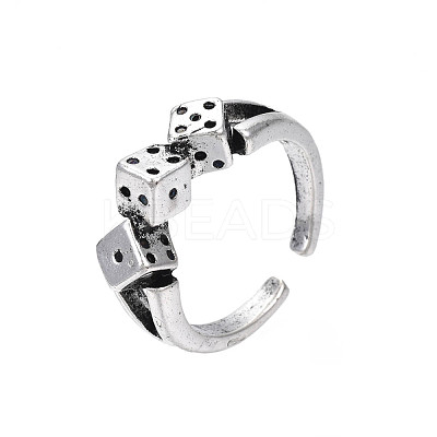 Alloy Triple Dice Open Cuff Ring for Men Women RJEW-T009-35AS-1