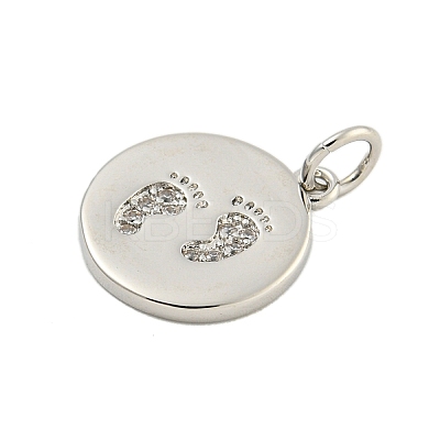 Round Rack Plating Brass Micro Pave Clear Cubic Zirconia Pendants KK-U021-01P-1