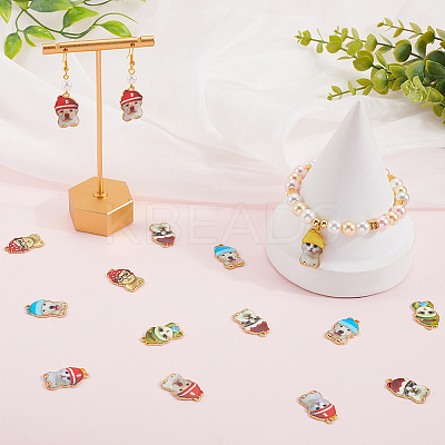 28Pcs 7 Styles Printed Alloy Enamel Pendants ENAM-SC0005-41-1
