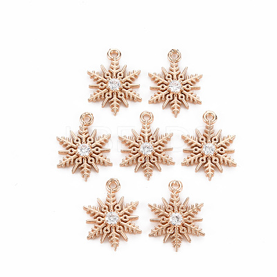 Rack Plating Brass Micro Pave Clear Cubic Zirconia Pendants KK-T060-46-RS-1