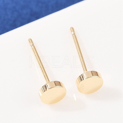 Brass Flat Round Stud Earrings for Women EJEW-G441-06E-G-1