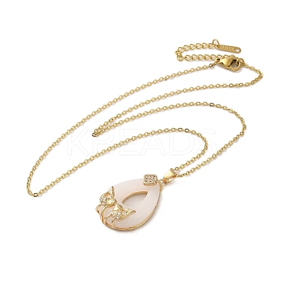 Brass Micro Pave Cubic Zirconia Pendant Necklaces NJEW-E106-09KCG-04-1