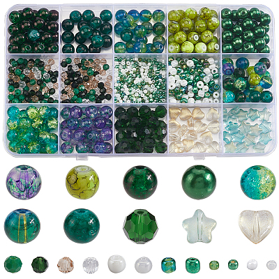 DIY Round Acrylic & Glass Beads Jewelry Making Findings Kits DIY-SP0003-01A-1