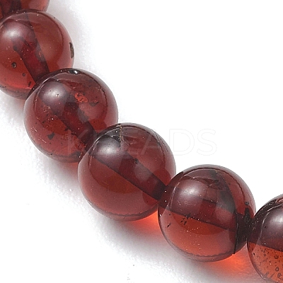 Natural Amber Round Beads Stretch Bracelets for Women Men BJEW-JB13378-1