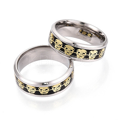 201 Stainless Steel Wide Band Finger Rings RJEW-T005-10-21C-1