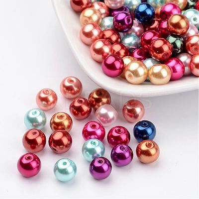 Mixed Glass Pearl Round Beads X-HYC003-1