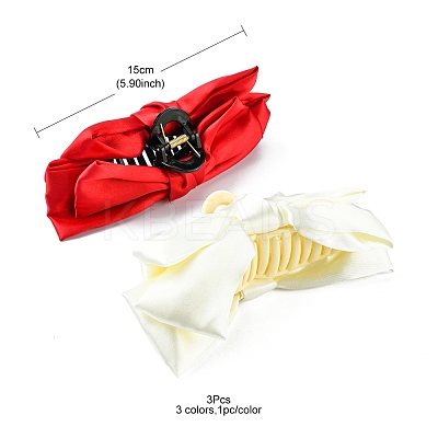 3Pcs 3 Colors Bowknot Cloth Claw Hair Clips PHAR-YW0001-02-1