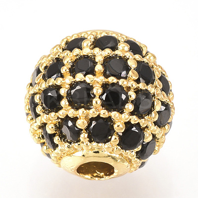 Brass Micro Pave Cubic Zirconia Beads ZIRC-Q013-10mm-143G-1