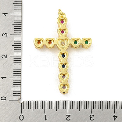 Cross Rack Plating Brass Cubic Zirconia Pendants KK-Z053-13G-01-1