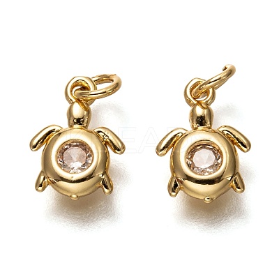 Brass Micro Pave Clear Cubic Zirconia Charms ZIRC-B002-25G-1