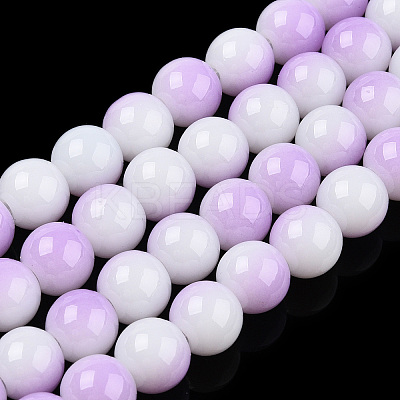 Two Tone Opaque Baking Paint Glass Beads Strands DGLA-Q027-8mm-02-1