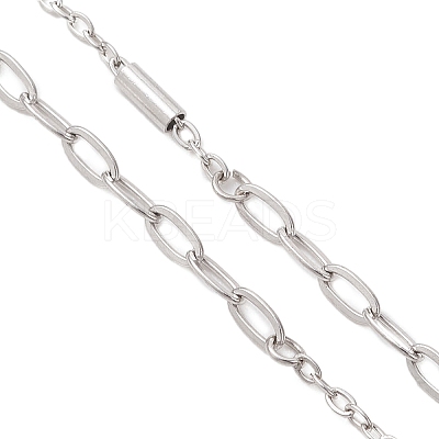 304 Stainless Steel Column Link Paperclip Chain Bracelet Making AJEW-JB01518-1