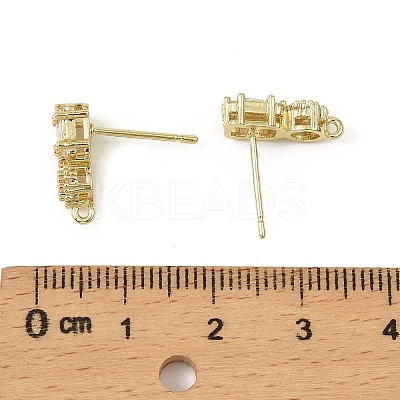 Brass Micro Pave Clear Cubic Zirconia Stud Earring Findings KK-C107-06G-1