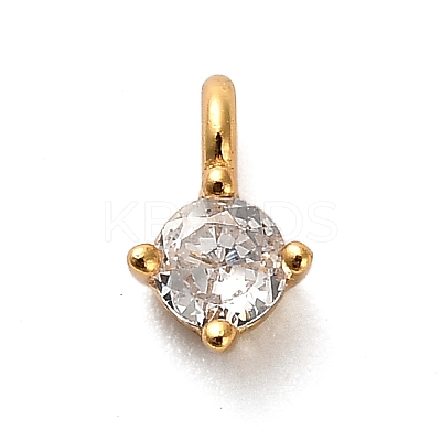 925 Sterling Silver Clear Cubic Zirconia Flat Round Charms STER-U009-07G-01-1