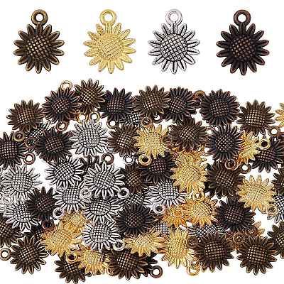 80Pcs 4 Colors Tibetan Style Alloy Pendants FIND-SZ0001-84-1