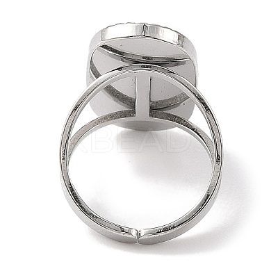 Oval 304 Stainless Steel Enamel Open Cuff Rings for Women RJEW-F166-25P-01-1