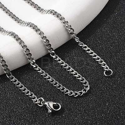 Non-Tarnish 304 Stainless Steel Curb Chain Necklaces X-NJEW-H492-01P-1