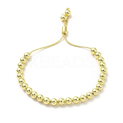 Rack Plating Brass Round Bead Slider Bracelets for Women BJEW-M232-01G-B-1
