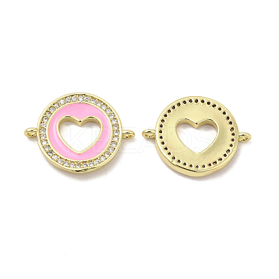 Brass Micro Pave Clear Cubic Zirconia Connector Charms KK-E068-VB053-1-1