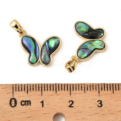 Natural Paua Shell Butterfly Pendants KK-G538-15G-01-1
