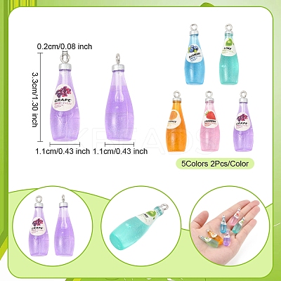 10Pcs 5 Styles Opaque Resin Pendants RESI-FS0001-91-1