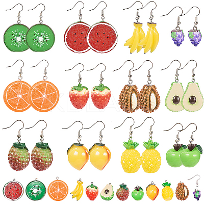 DIY Dangle Earring Making Resin Pendants with Tone Iron Findings and Brass Earring Hooks DIY-SC0009-24-1