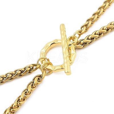 Ion Plating(IP) 304 Stainless Steel Green Yellow Enamel Letter & Eye Pendant Wheat Chain Necklaces STAS-Z102-01G-Z-1