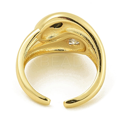Brass with Cubic Zirconia Open Cuff Rings for Women RJEW-U011-10G-1