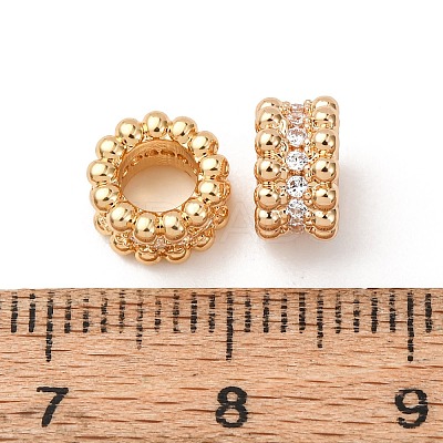 Brass Cubic Zirconia European Beads ZIRC-L105-09G-1