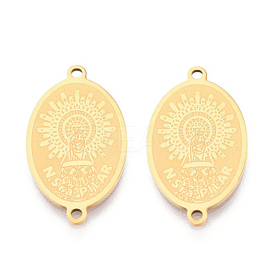 Religion 201 Stainless Steel Oval with Virgin Links Connector Charms STAS-T073-53C-G-1