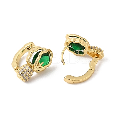 Cubic Zirconia Flower Hoop Earrings with Glass EJEW-F316-05G-1
