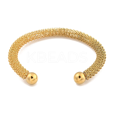 Ion Plating(IP) Hollowed 304 Stainless Steel Cuff Bangles for Women Men BJEW-P331-13G-1