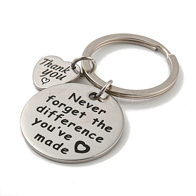 Teacher's Day Gift 201 Stainless Steel Word Thank You Keychains LS-KEYC-E040-05P-02-1