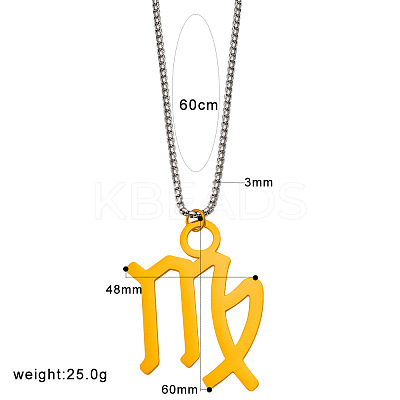Punk Style 304 Stainless Steel Twelve Constellations Pendant Necklaces with Stainless Steel Tone Box Chains WGE8D8E-12-1
