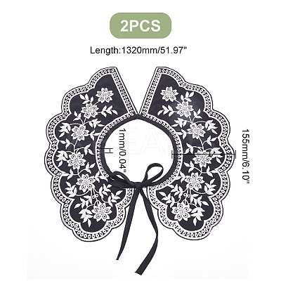 Detachable Fibre Lady's Flower Pattern Embroidered False Collars AJEW-WH0347-09-1
