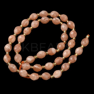 Natural Peach Moonstone Beads Strands G-F809-A44-01-1