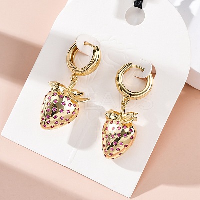 Brass Micro Pave Cubic Zirconia Hoop Earrings EJEW-R016-23G-1