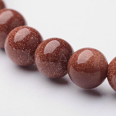 Round Synthetical Goldstone Stretch Bracelets BJEW-O117-01-1