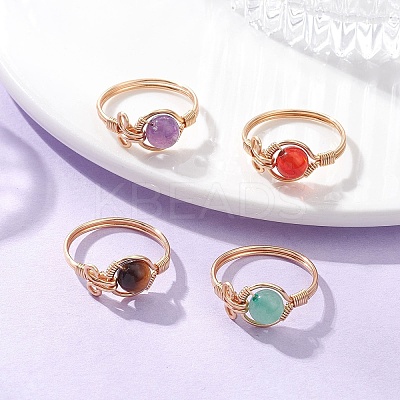 4Pcs 4 Styles Gemstone Finger Rings RJEW-TA00233-01-1