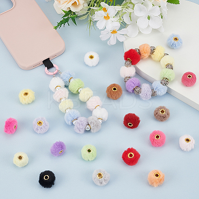 72Pcs 18 Colors Imitation Mink Fur European Beads FIND-FG0004-37A-1