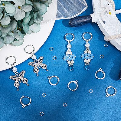 20Pcs 2 Colors Brass Huggie Hoop Earring Findings KK-BBC0021-38-1