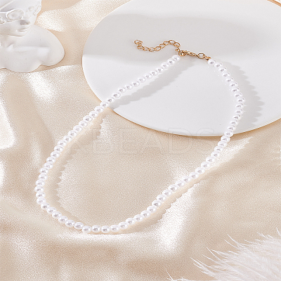 1Pc Plastic Imitation Pearl Round Beaded Necklaces for Women NJEW-LP0003-85-1