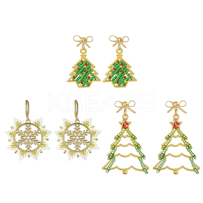 3 Pairs Brass Stud Earring & 304 Stainless Steel Leverback Earring Sets EJEW-MZ00496-1