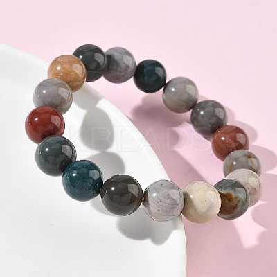 Natural Alashan Agate Round Beads Stretch Bracelets for Women BJEW-Z158-03M-02-1