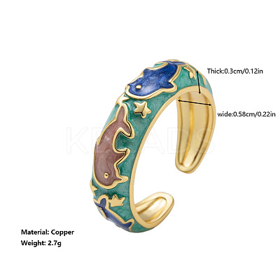 Brass Enamel Cuff Open Rings for Women WGD330E-01-1