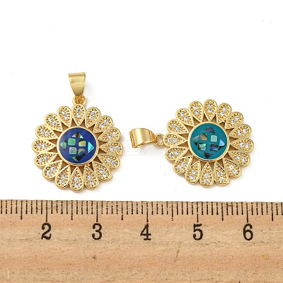 Brass Pendants Micro Pave Cubic Zirconia Pendants KK-K356-11G-1