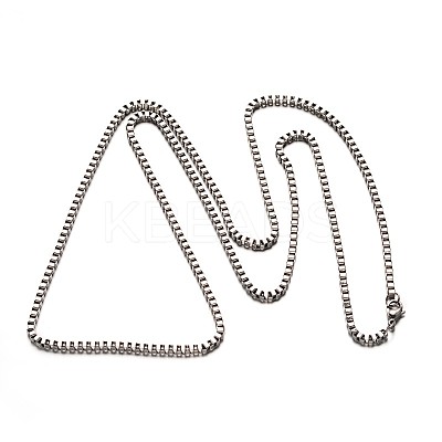 Tarnish Resistant 304 Stainless Steel Venice Chain Box Chain Necklaces NJEW-E049-03P-1