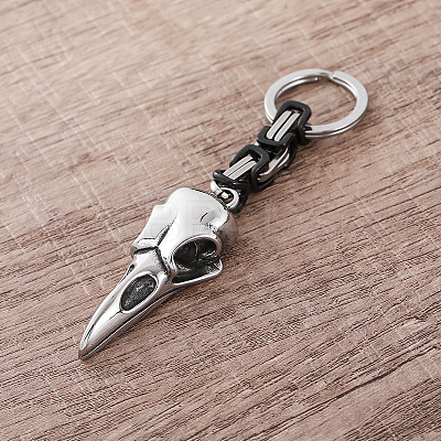 Vintage 304 Stainless Steel Raven Skull Keychains VE1256-1